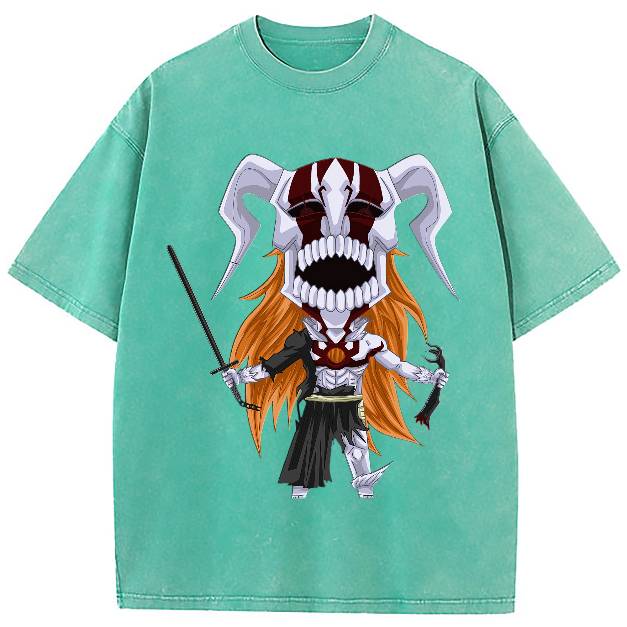 （画像用） ブリーチ 黒崎一護（くろさき いちご）BLEACH Kurosaki Ichigo 綿100% ヴィンテージ風 半袖Tシャツ（フロントプリント）